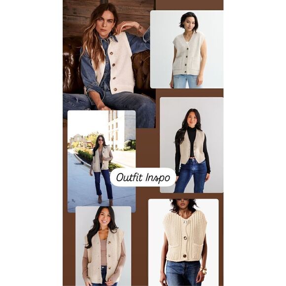 Vintage 90’s Silk Blend Oversized Cream Thermal Knit Vest - Picture 1 of 10